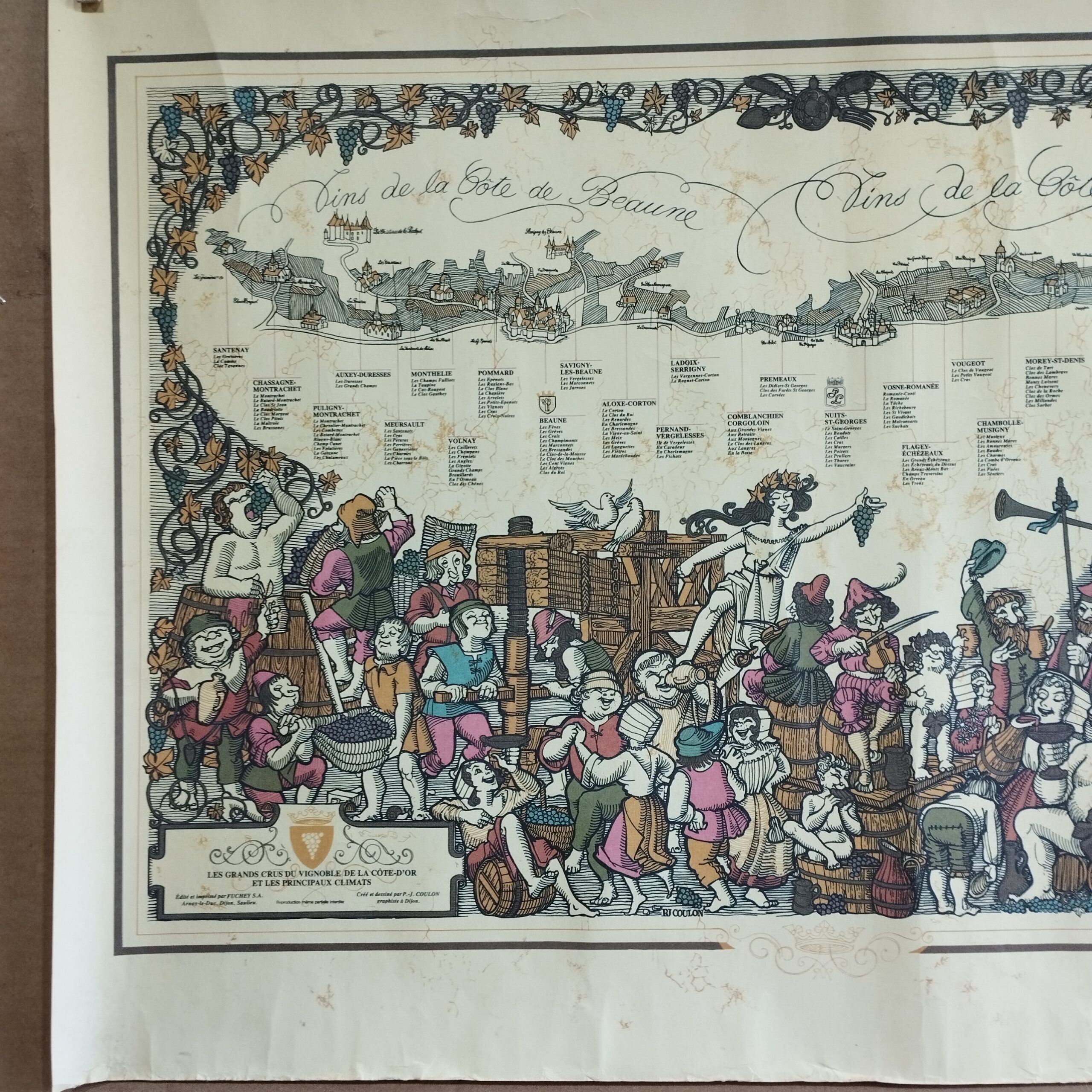 Ancienne Affiche Lithographie Gravure VIGNOBLE LES GRANDS CRUS DE VIN Les Grands Crus du Vignoble de la Côte-D'Or et les principaux climats Vins de la Côte de Beaune. Vins de la Côte de Nuits. – Image 5