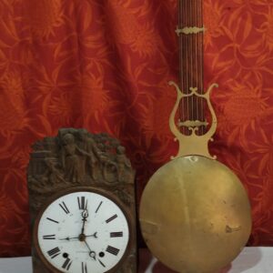 ancien mouvement de comtoise du XIXème + balancier + poids + clé (PLY6) PFAFF - jour heure