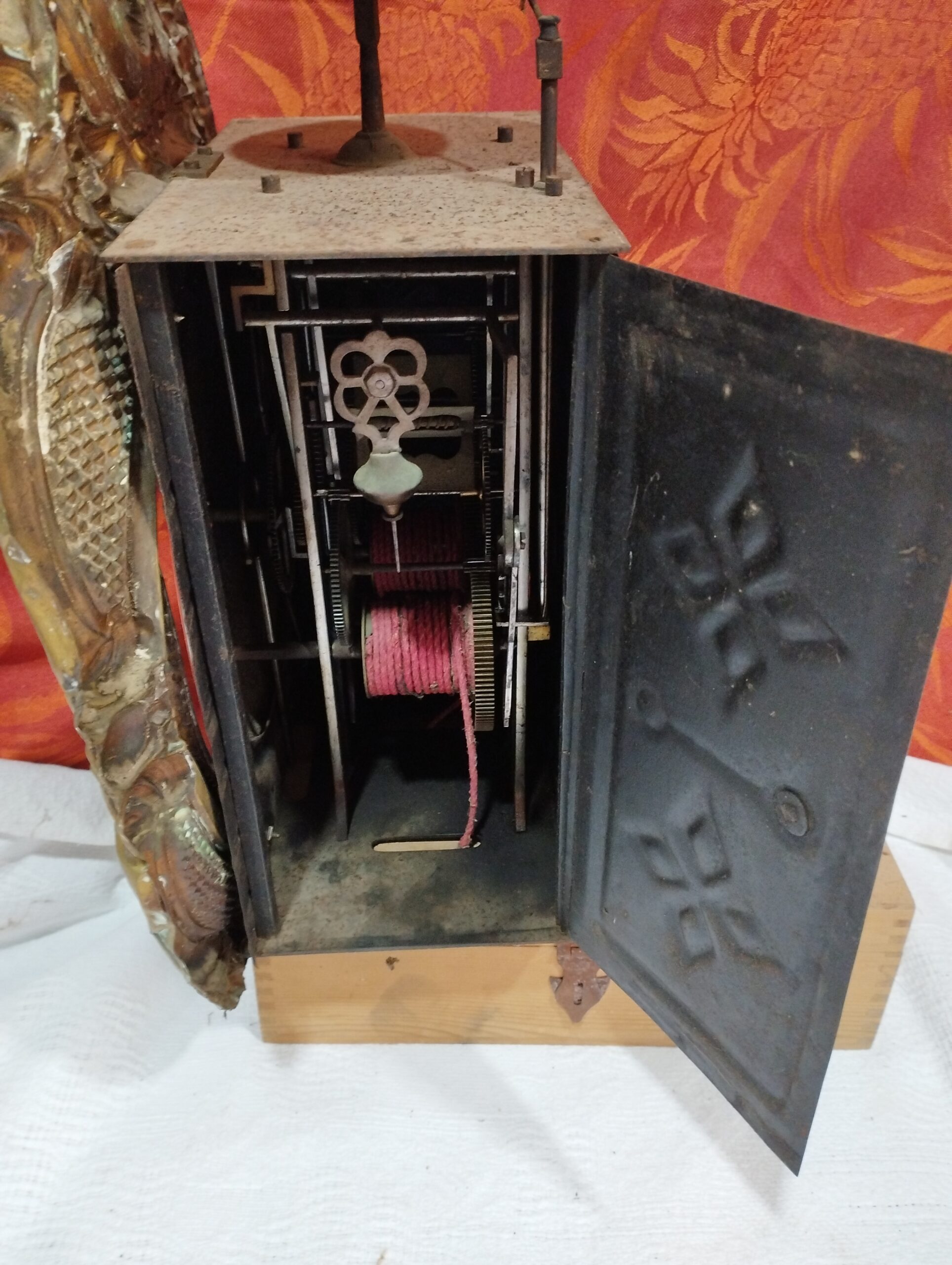ancien mouvement de comtoise du 19ème siècle - sonnerie cloche+ balancier + poids + clé PG5 – Image 8