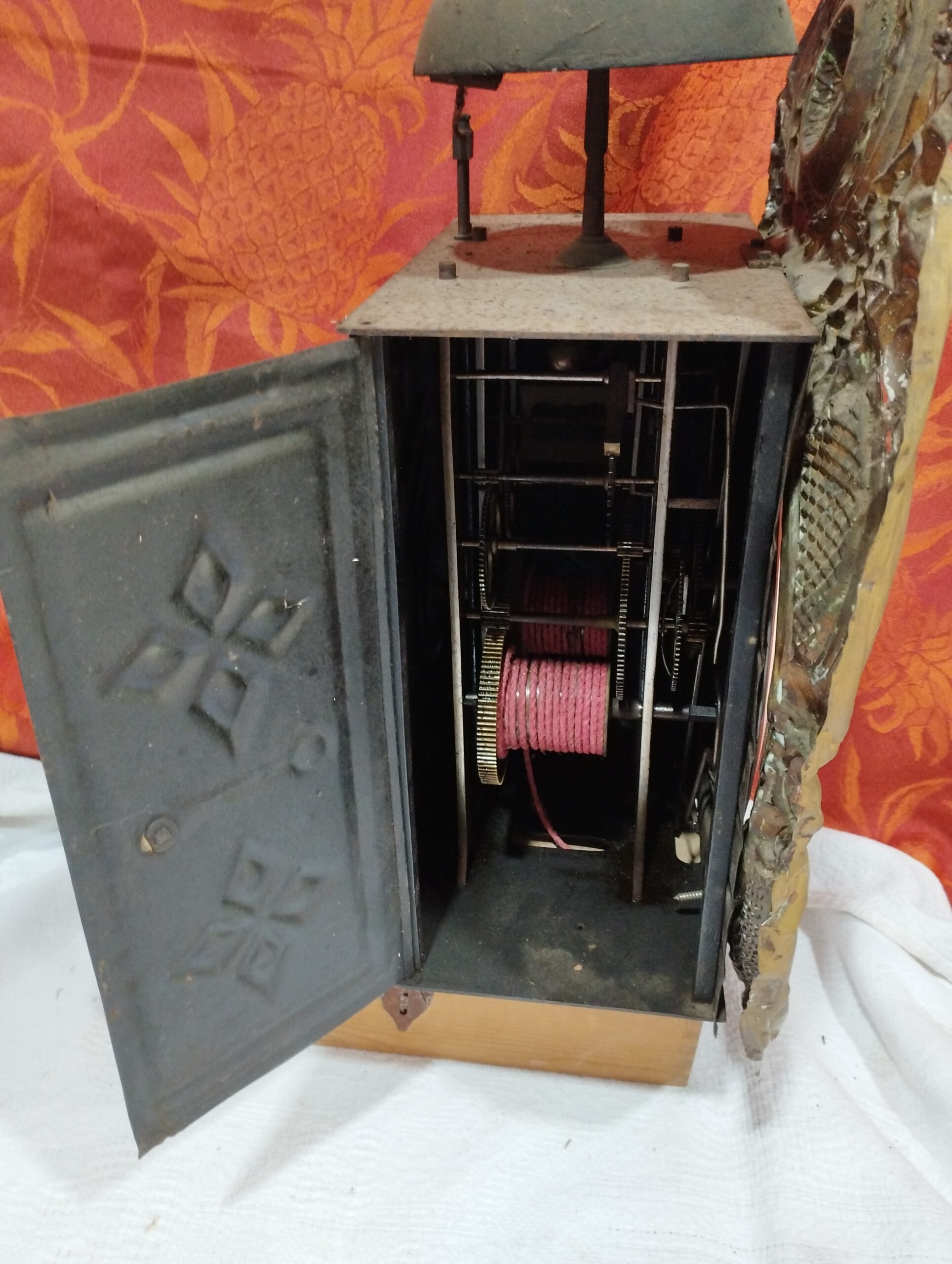 ancien mouvement de comtoise du 19ème siècle - sonnerie cloche+ balancier + poids + clé PG5 – Image 4