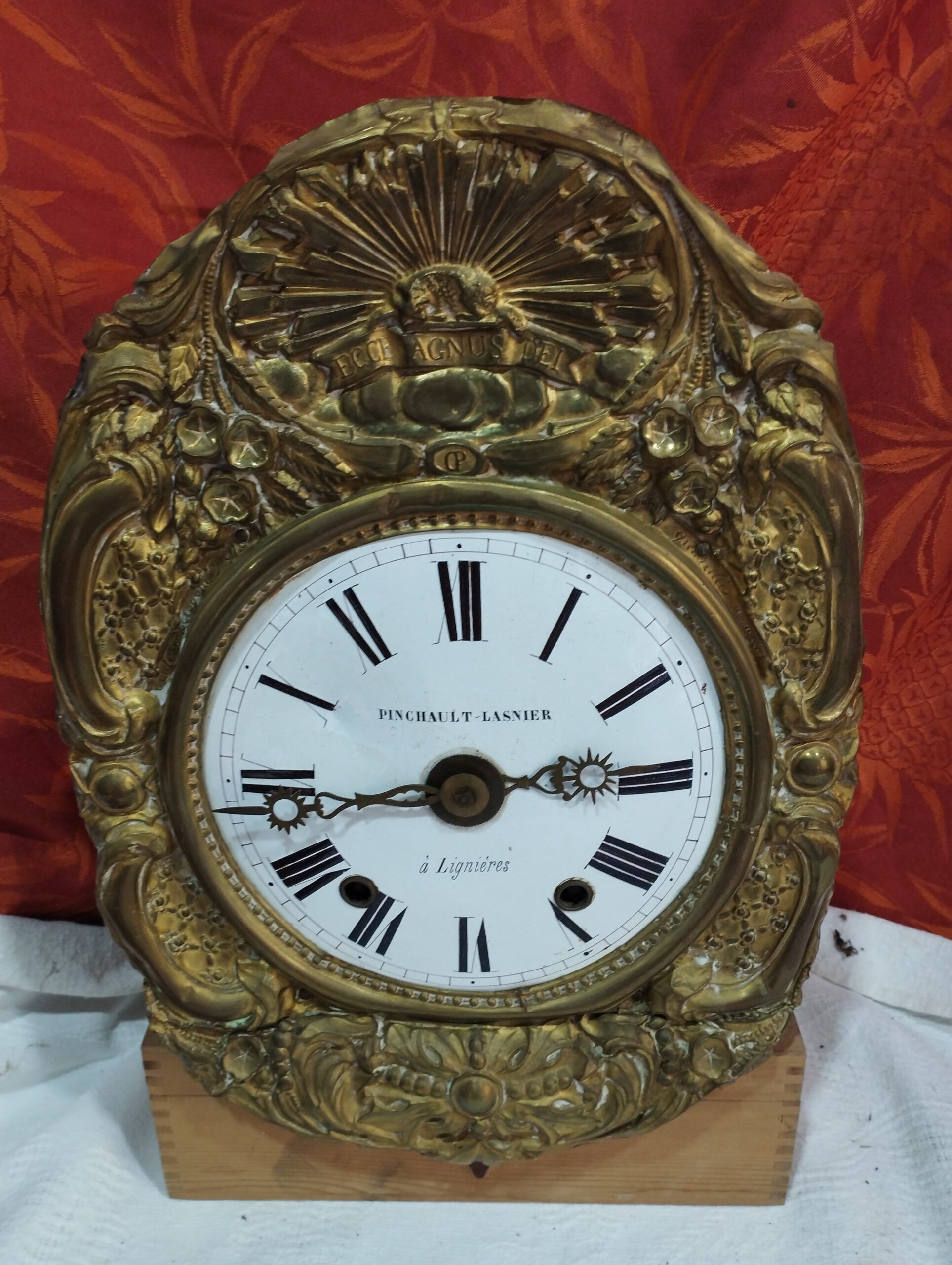 ancien mouvement de comtoise du 19ème siècle - sonnerie cloche+ balancier + poids + clé PG6 – Image 2