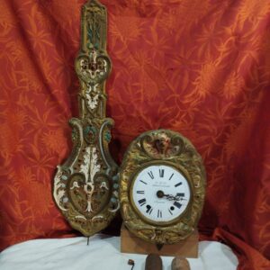 ancien mouvement de comtoise du XIXème + balancier + poids + clé - PG7