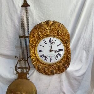 ancien mouvement de comtoise du 19ème siècle - sonnerie cloche +balancier +poids +clé  PLY22